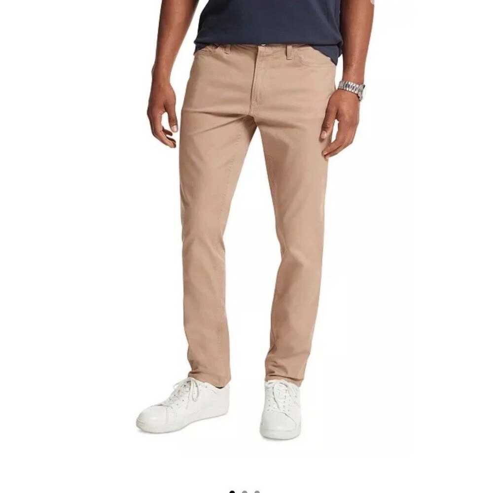 Michael Kors Stylish Parker Slim Fit Pants Stretch Khaki Mens 34x32 Work Casual